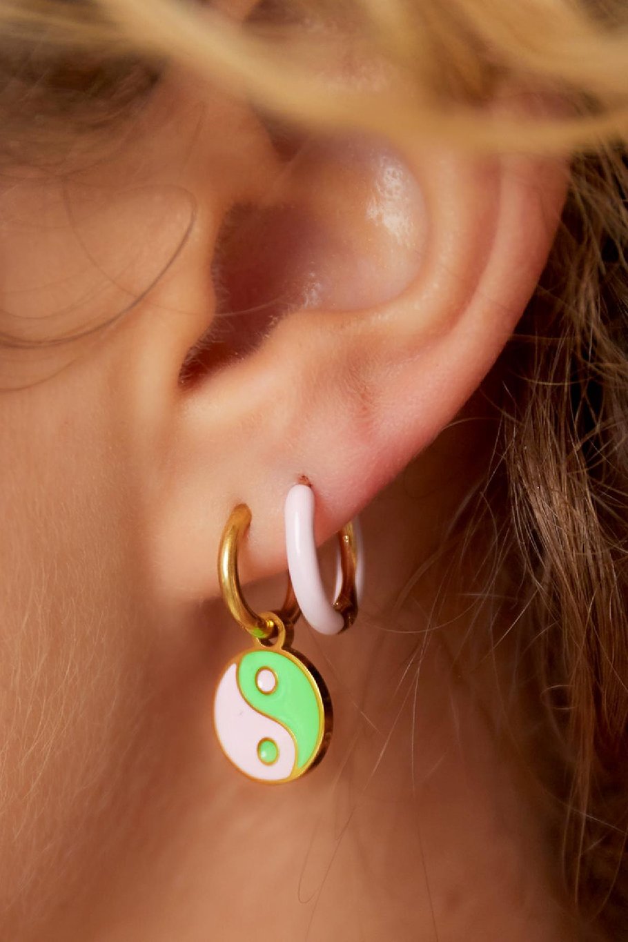 Stainless steel earrings Yin Yang Black &amp; White Picture3
